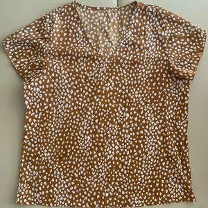 SHEIN Rusty Orange V-Neck Blouse